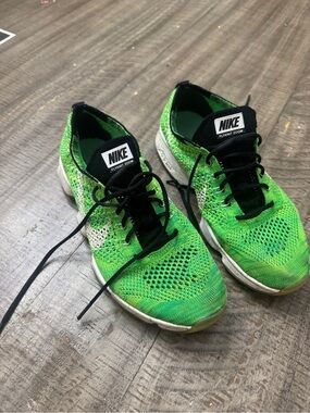 Nike Flyknit Zoom Neon Green and Black Athletic Shoes